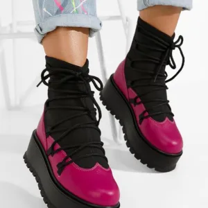 Ghete dama piele Amelia fucsia