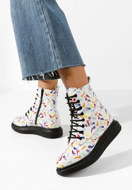 Ghete dama piele Cabera albe 1 Ghete dama piele Cabera albe