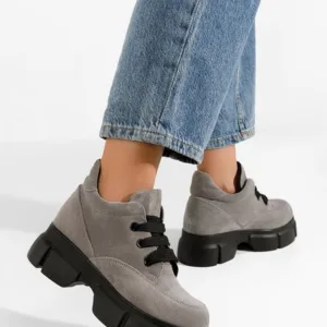 Ghete dama piele Kianna gri