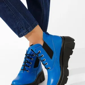 Ghete dama piele Melba albastre