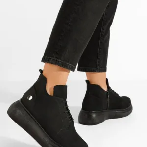 Ghete dama piele intoarsa Fianna V2 negre