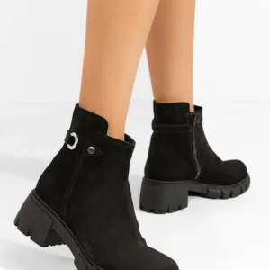 Ghete dama piele intoarsa Netalia negre