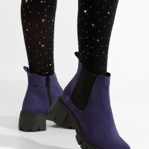 Ghete dama piele intoarsa Rowa navy