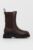 Aldo Ghete Chelsea de piele femei, culoarea maro, cu toc plat