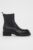 Emporio Armani Ghete Chelsea de piele femei, culoarea negru, cu toc plat
