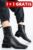 GHETE NEGRE PIELE NATURALA RSP351