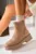 Ghete Dama Imblanite Kaki din Piele Ecologica Intoarsa Lalita