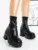 Ghete Dama cu Platforma Y2017 Negru | Mia Shoes