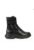 Ghete din piele naturala cu insertie de material textil – Negru –