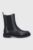 Vagabond Ghete Chelsea de piele femei, culoarea negru, cu toc plat